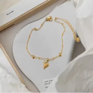 Gold Plated Zircon Chain Heart Anklet 